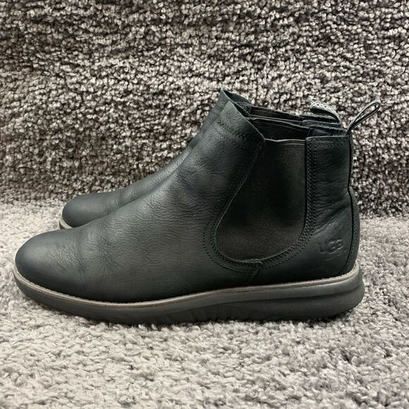 UGG MEN’S UNION CHELSEA WEATHER 1112362 BLACK SIZE 13 BOOTS WATERPROOF LEATHER - Picture 1 of 8